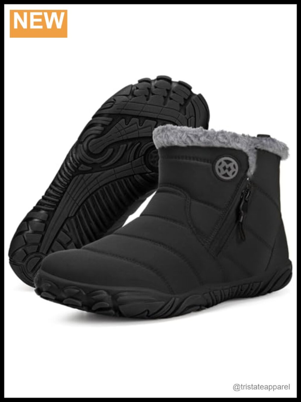 Wide Width Barefoot Snow Boots Faux Fur Lined Winter Ankle Boots